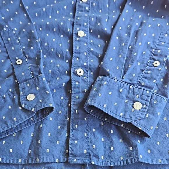 American Eagle Men's Blue Chevron‎ Dotted Long Sleeve Button Down Shirt Sz L - Picture 6 of 13